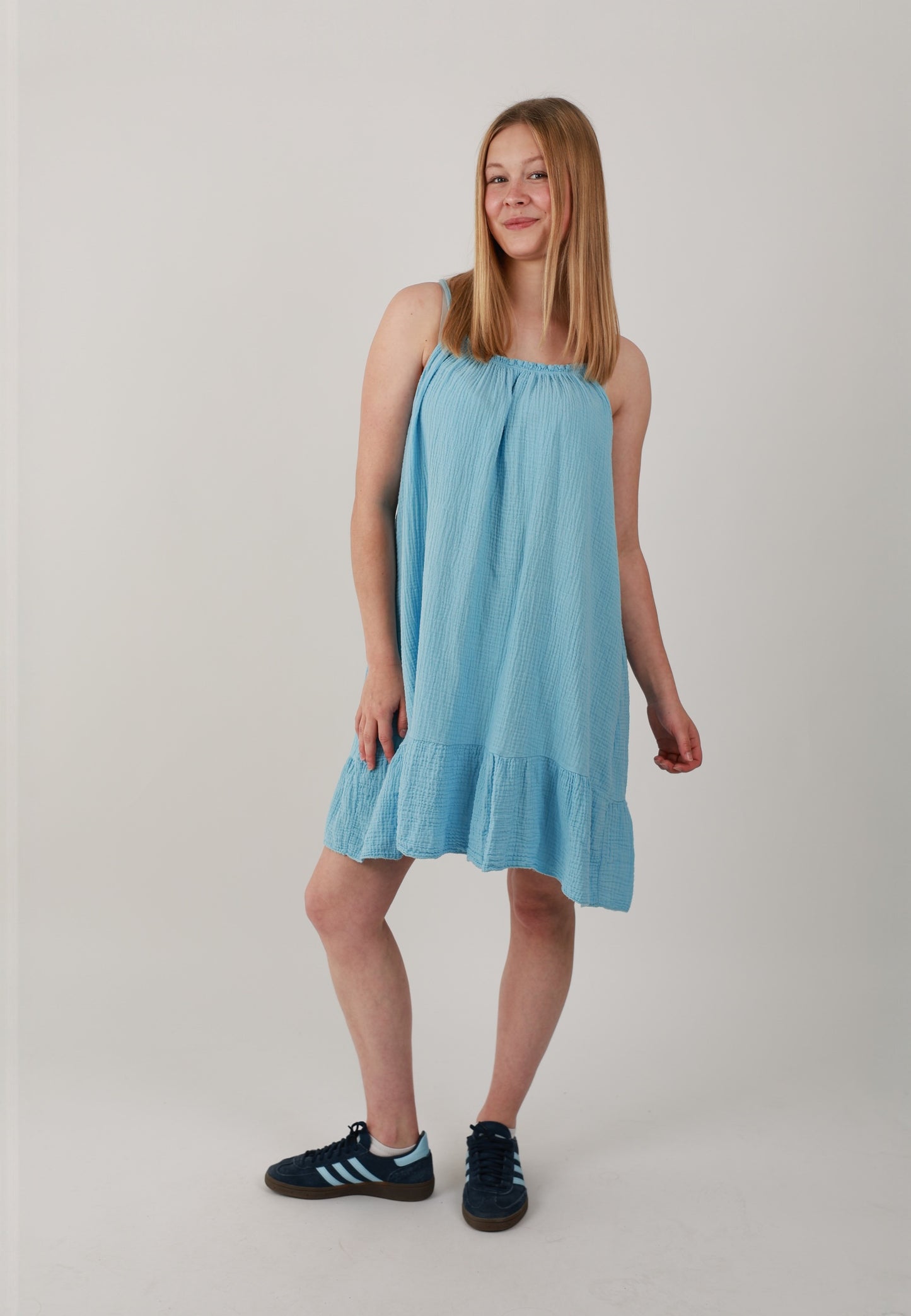 Musselin Trägerkleid midi - Versch. Farben