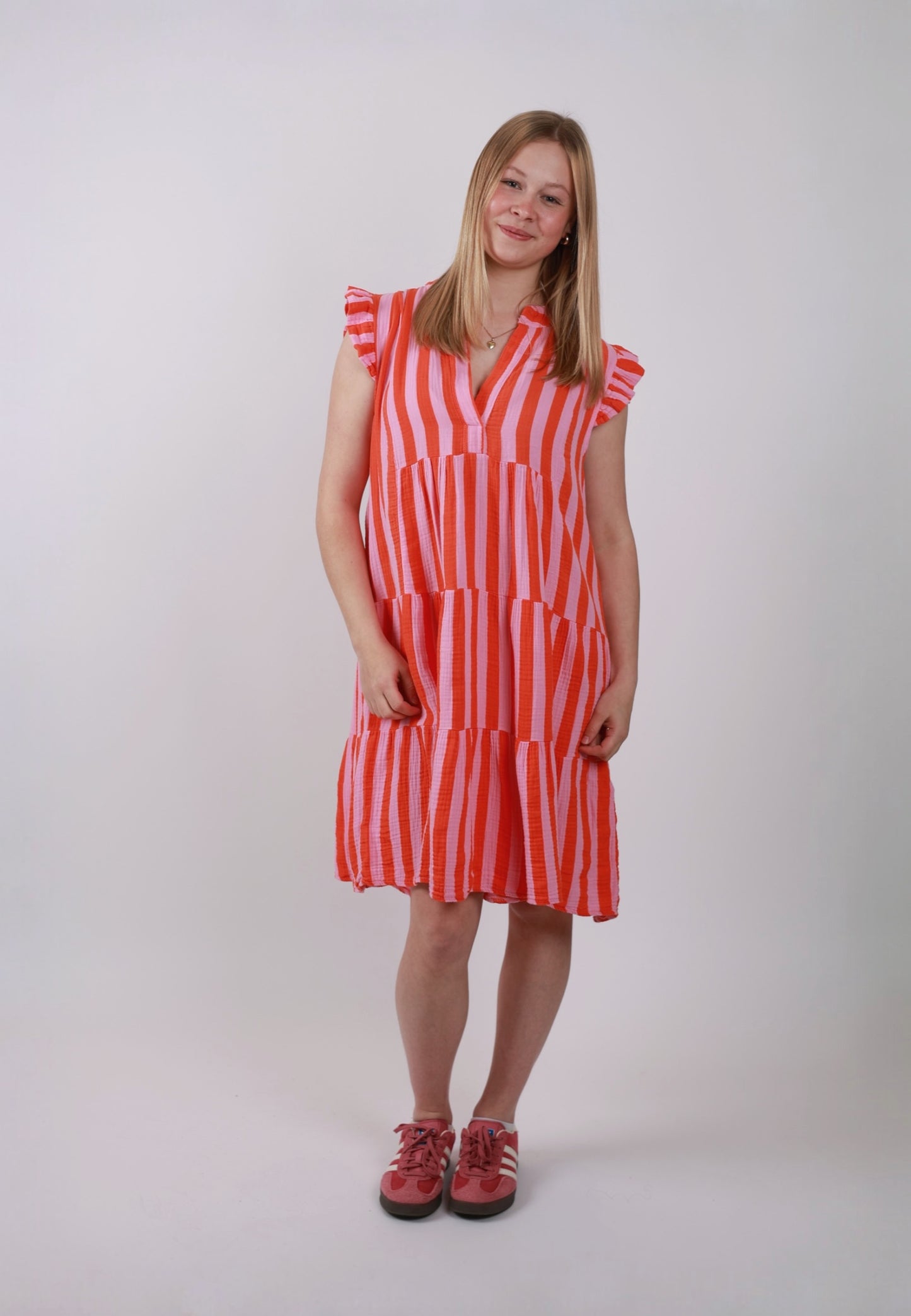 Coastal Musselin Mini Hängerkleid Gestreift