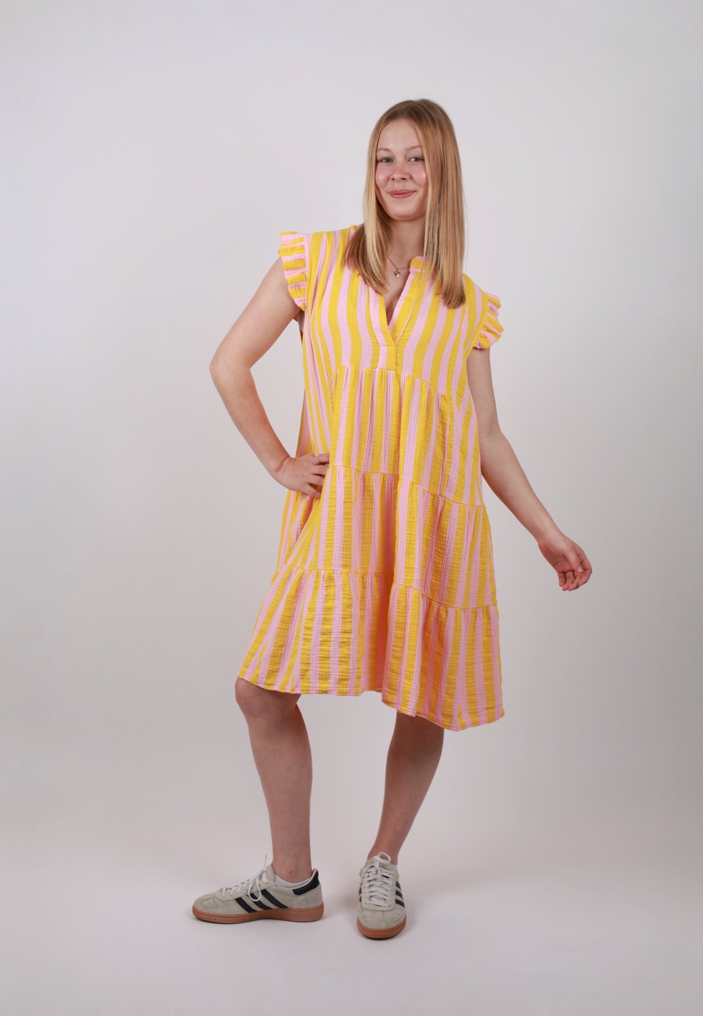 Coastal Musselin Mini Hängerkleid Gestreift