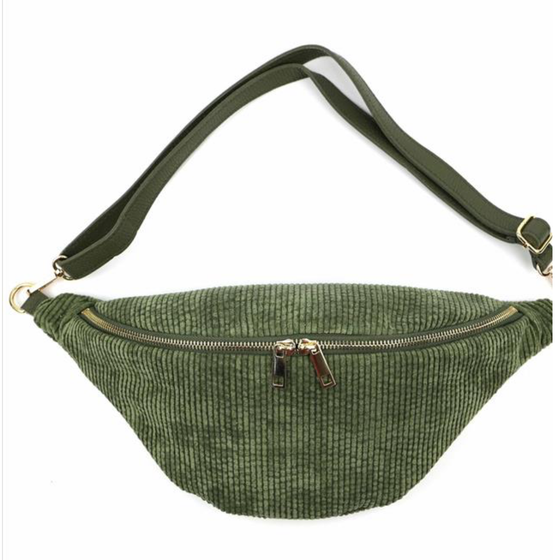 Cord-Samt + Leder Bauchtasche XL – GOLD- VERSCH. FARBEN