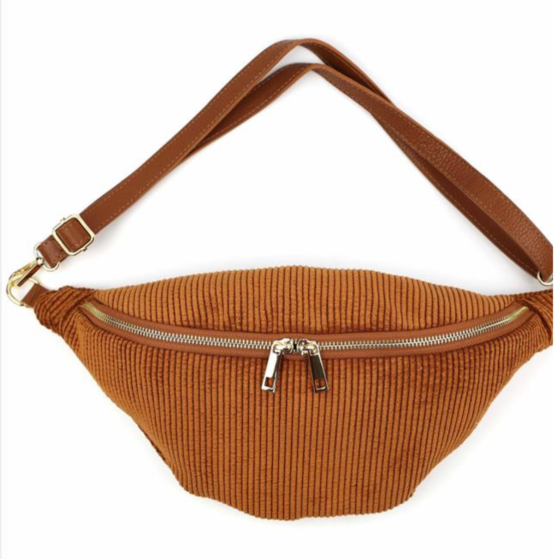 Cord-Samt + Leder Bauchtasche XL – GOLD- VERSCH. FARBEN