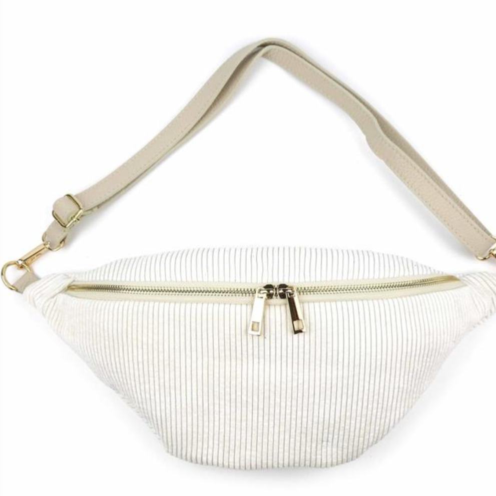 Cord-Samt + Leder Bauchtasche XL – GOLD- VERSCH. FARBEN