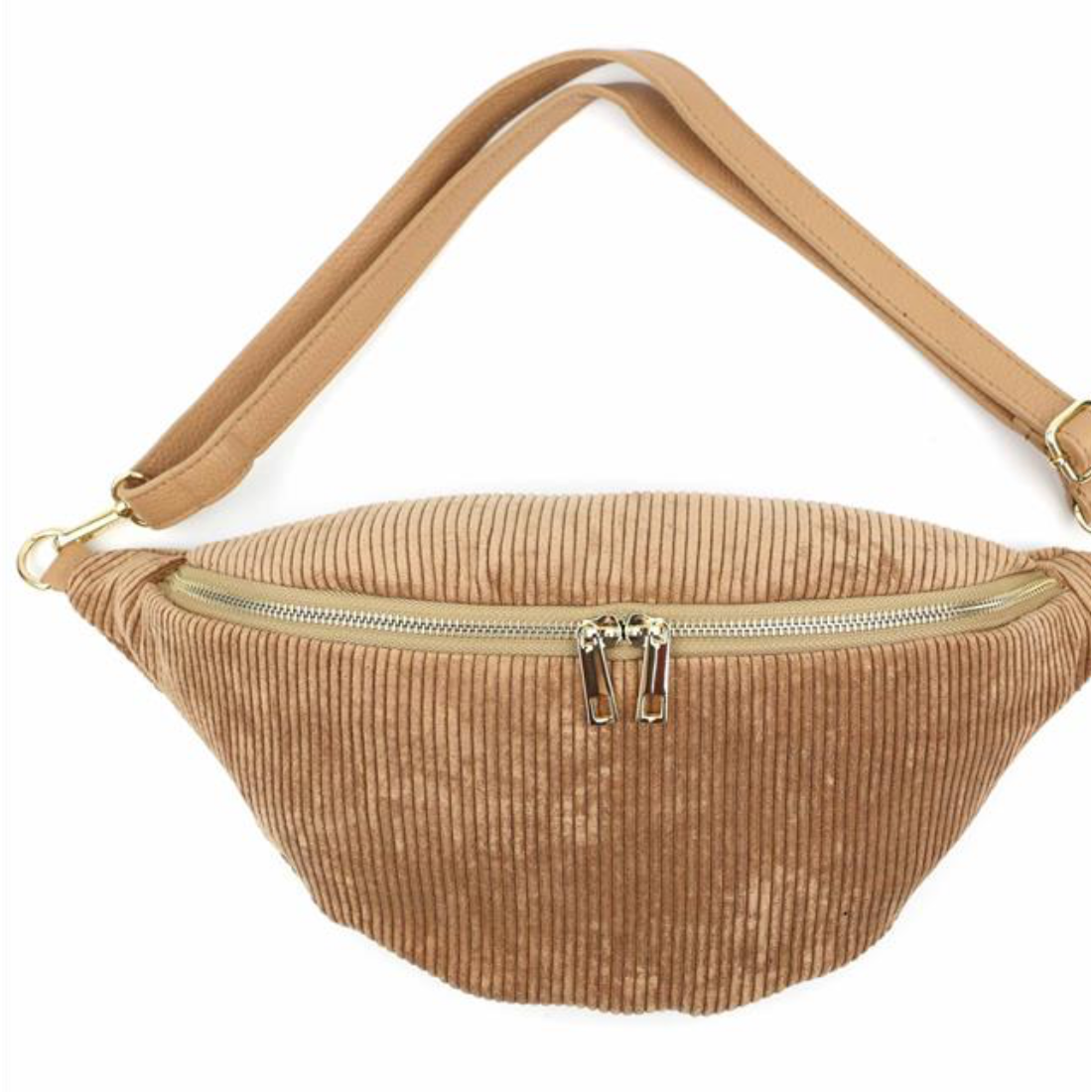 Cord-Samt + Leder Bauchtasche XL – GOLD- VERSCH. FARBEN