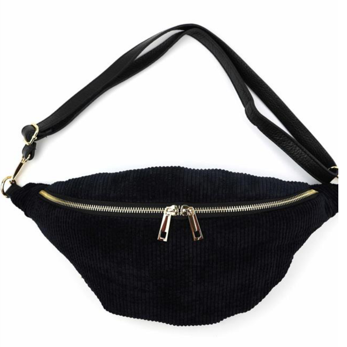 Cord-Samt + Leder Bauchtasche XL – GOLD- VERSCH. FARBEN