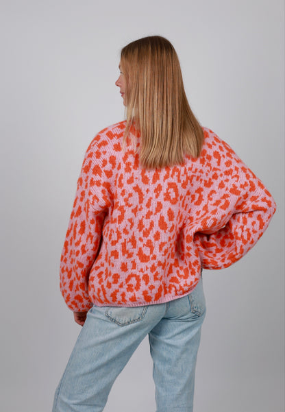 Knit Cardigan Leo - Rosa mit Orange