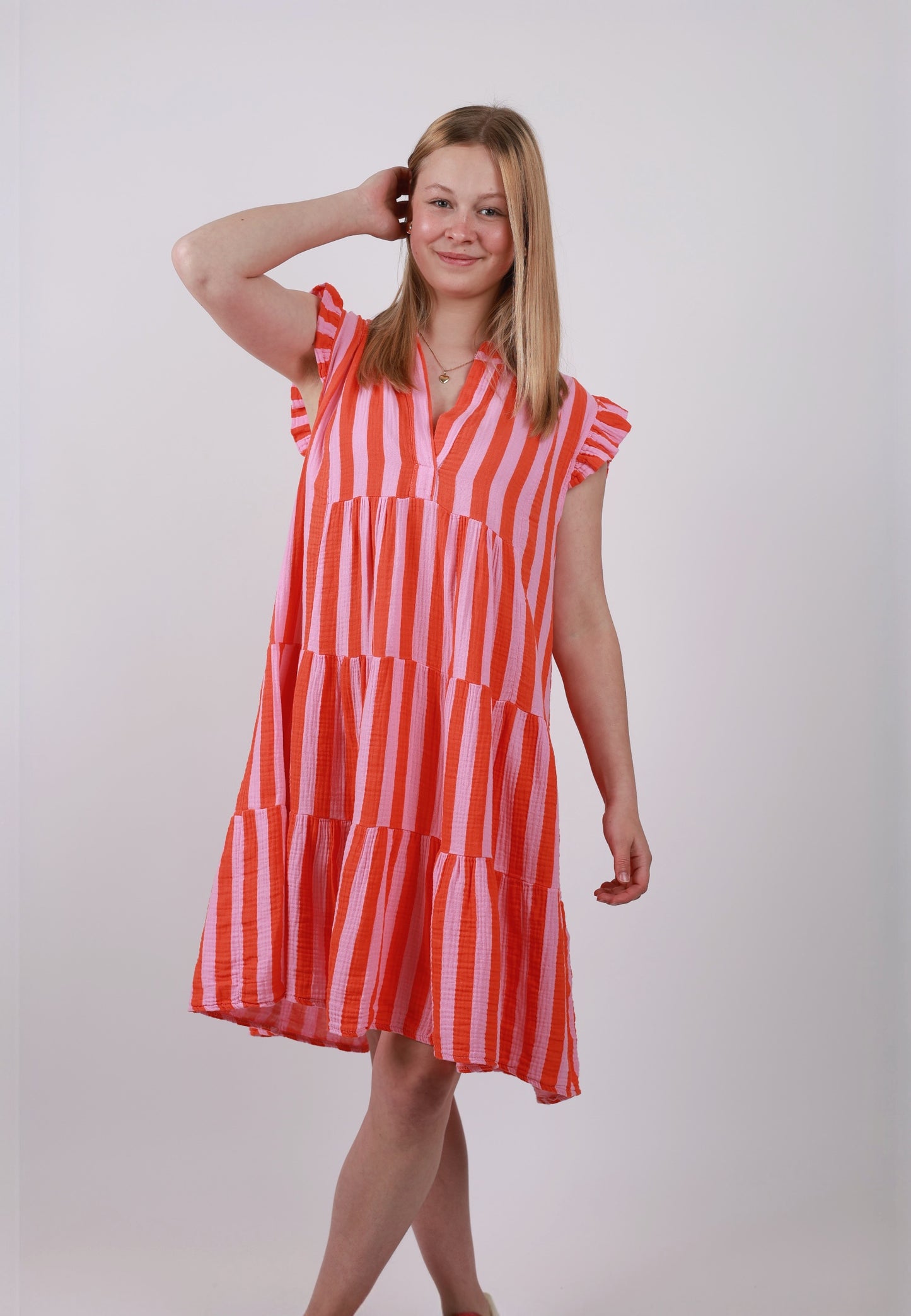 Coastal Musselin Mini Hängerkleid Gestreift