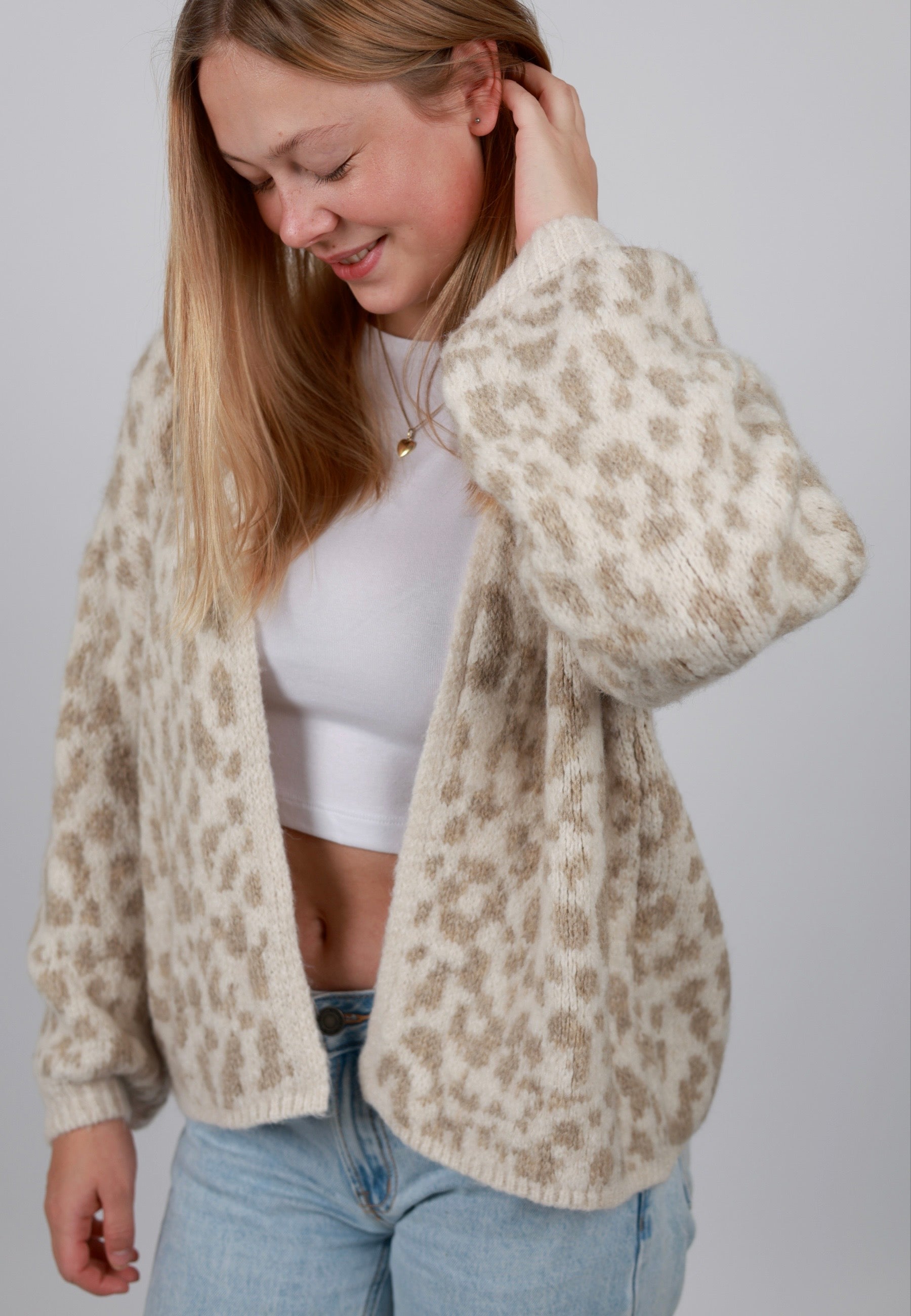 Strickjacken Strickmantel Leo Strickjacke Damen Camel Braun