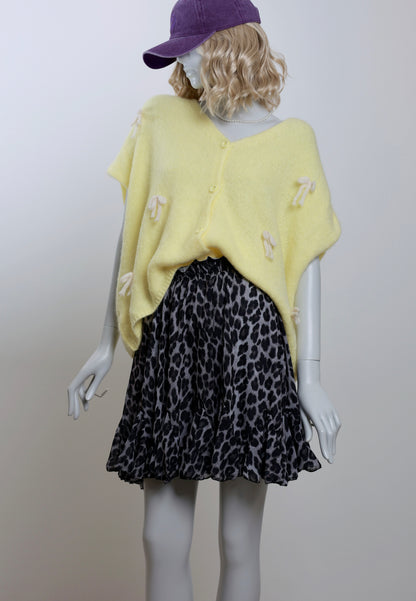 Oversize Pullunder Cardigan mit Schleife - Versch. Farben