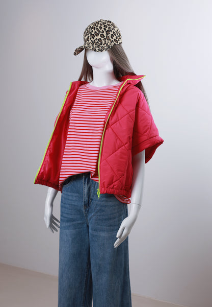 T-Shirt gestreift - Rosa mit Rot