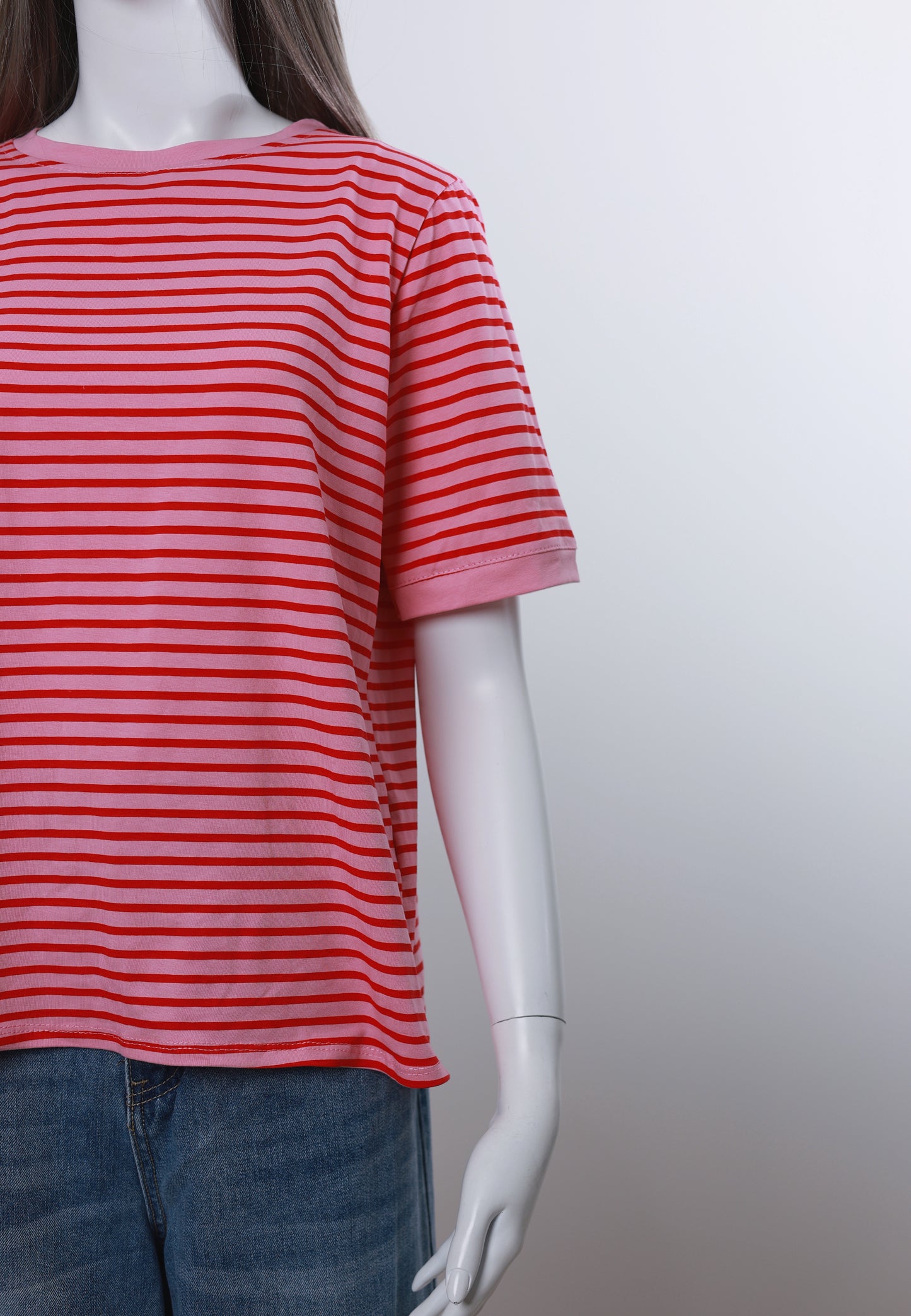 T-Shirt gestreift - Rosa mit Rot