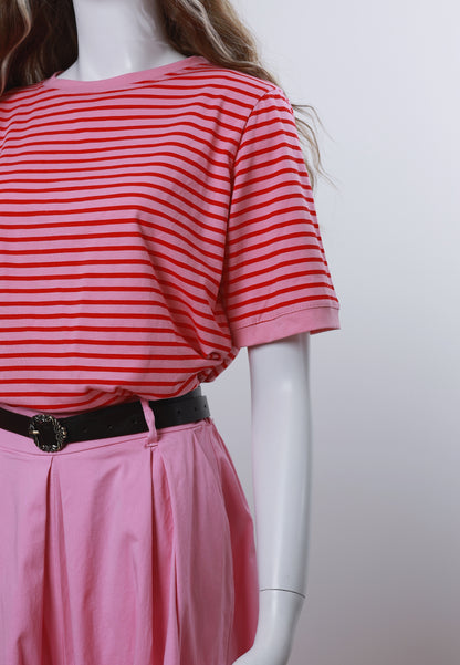 T-Shirt gestreift - Rosa mit Rot
