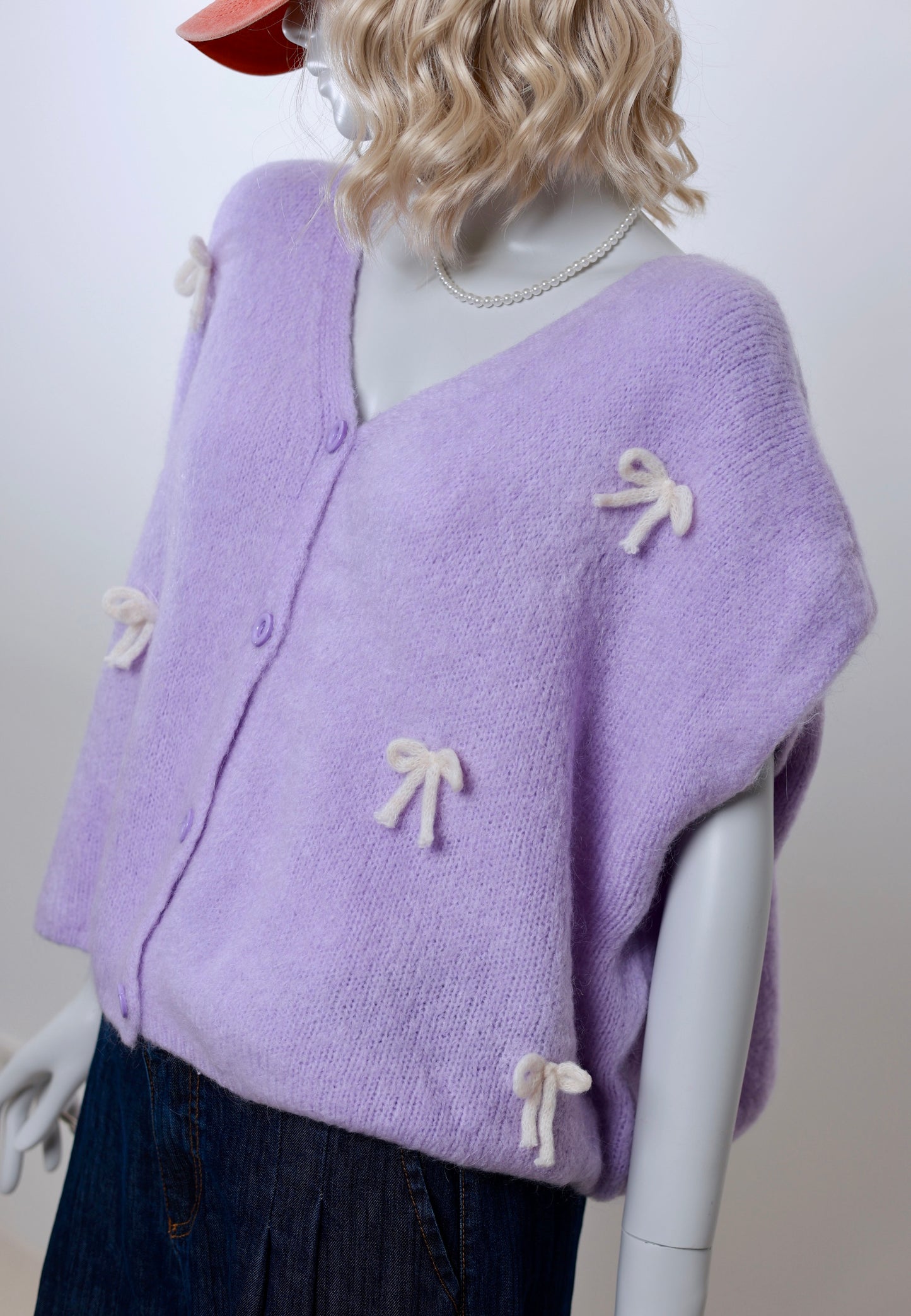 Oversize Pullunder Cardigan mit Schleife - Versch. Farben