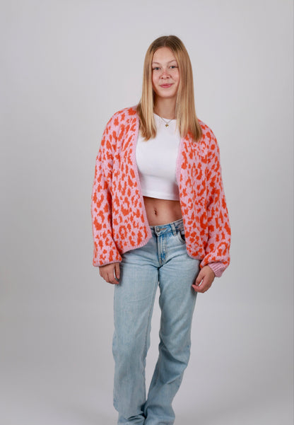 Knit Cardigan Leo - Rosa mit Orange