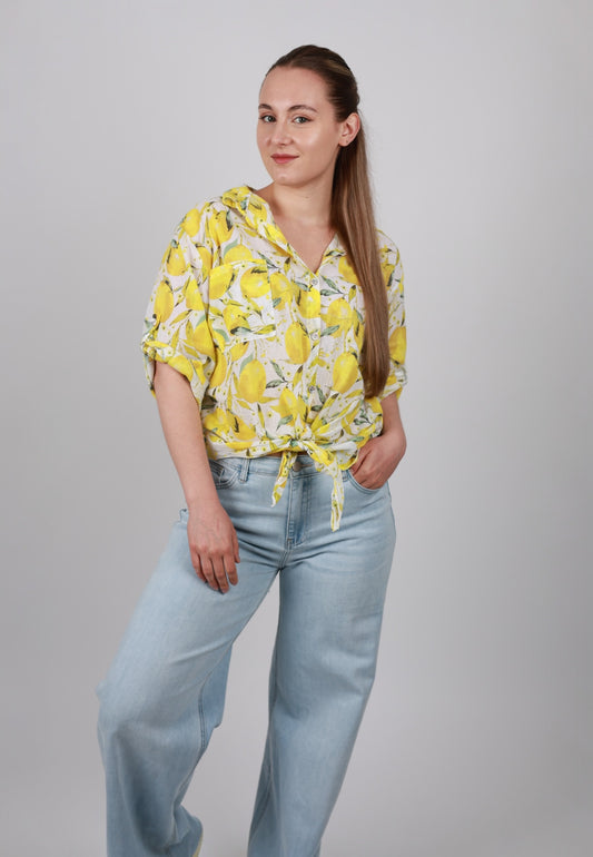 Zitronenbluse Sommersonne – 100% Baumwolle