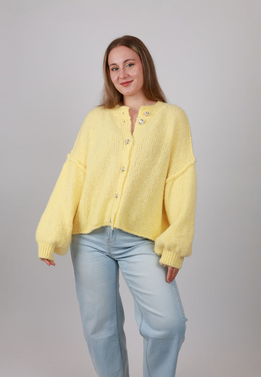 Strickjacke mit Knöpfen Ella kurz - Gelb