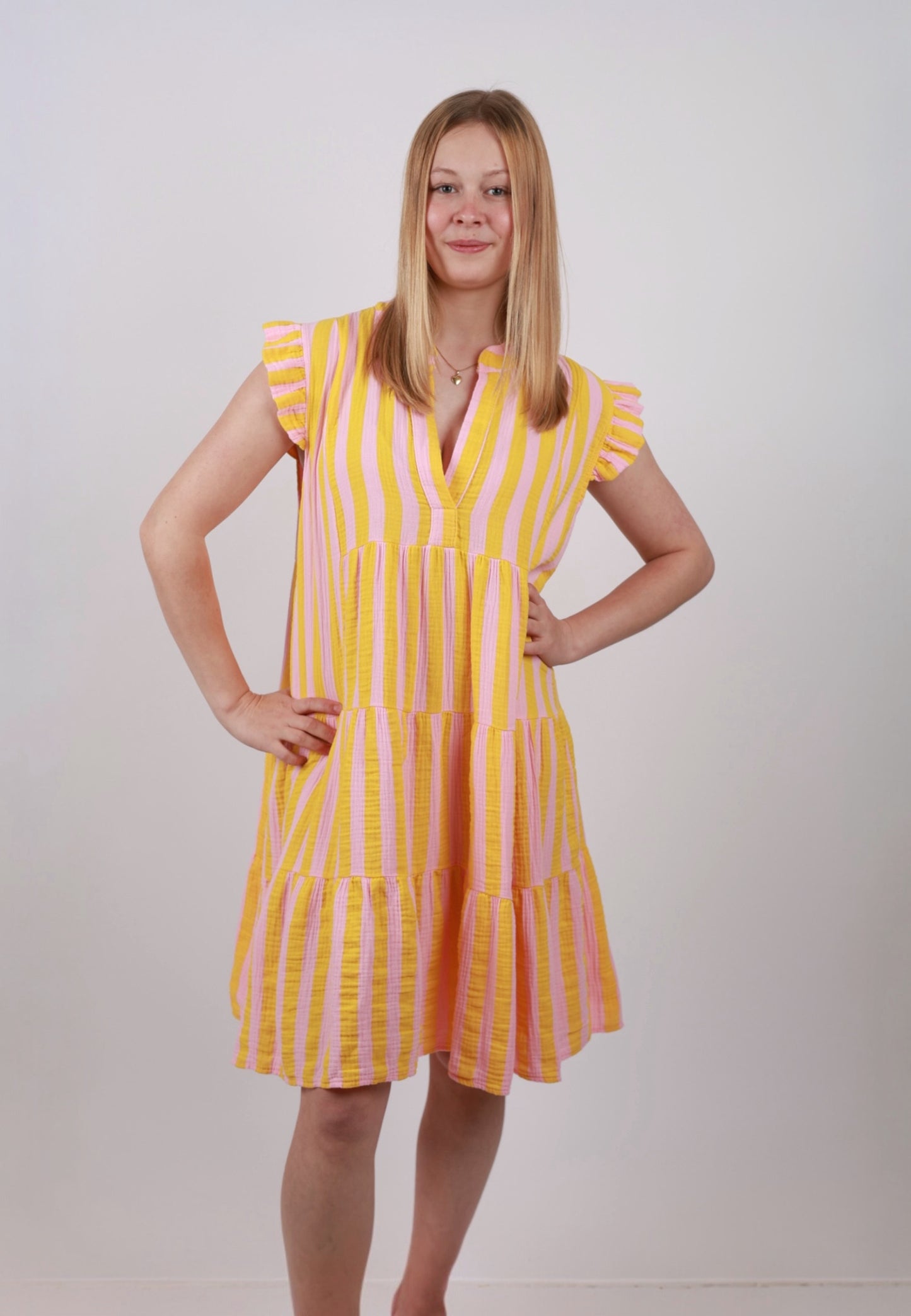 Coastal Musselin Mini Hängerkleid Gestreift