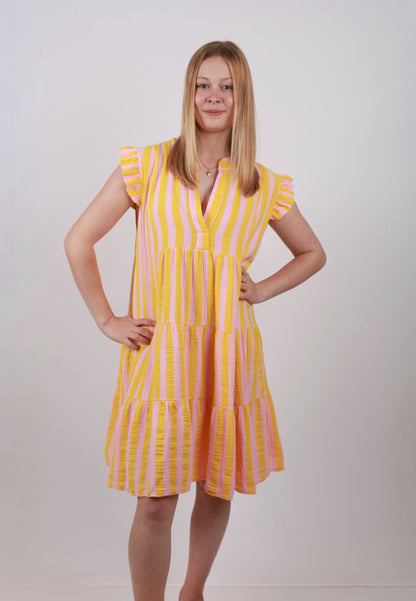 Coastal Musselin Mini Hängerkleid Gestreift