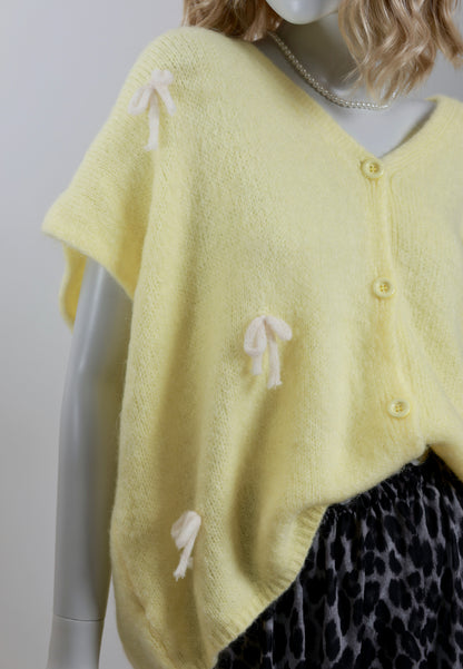 Oversize Pullunder Cardigan mit Schleife - Versch. Farben