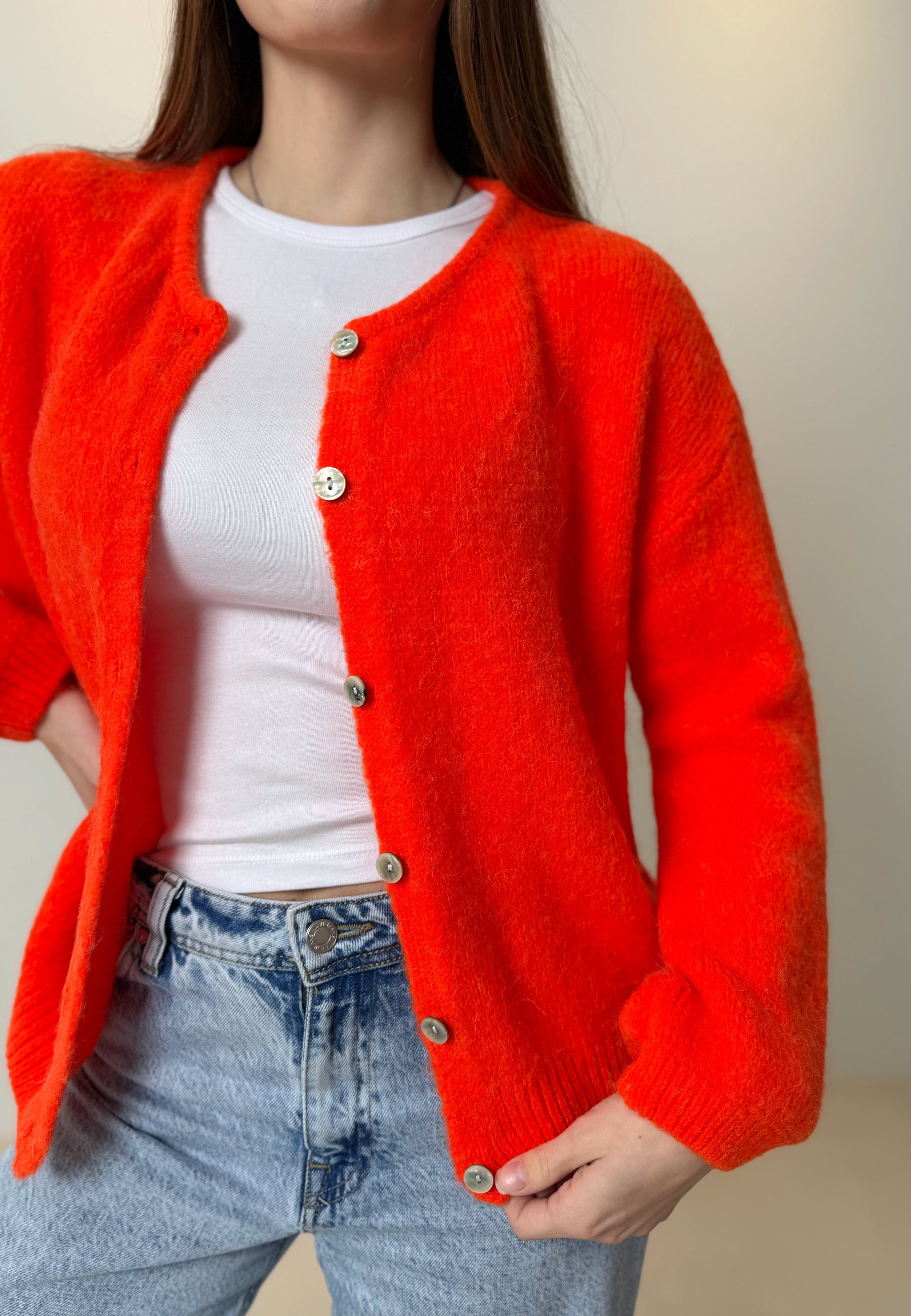 Neon Pink Strickjacke Orange Rot Strickjacke Mit Baby