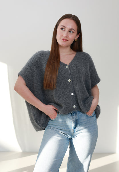 Oversize Pullunder Cardigan - Dunklelgrau
