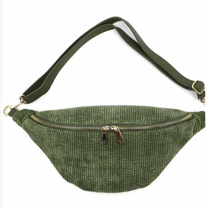 Cord-Samt + Leder Bauchtasche XL – GOLD- VERSCH. FARBEN