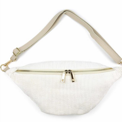 Cord-Samt + Leder Bauchtasche XL – GOLD- VERSCH. FARBEN