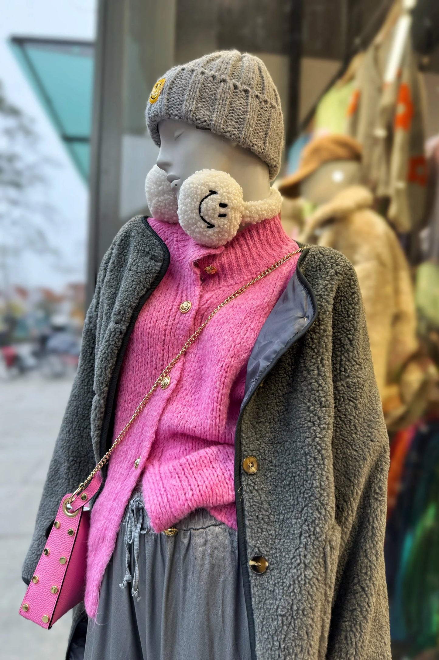 Teddylook Oversize Mantel - Grau
